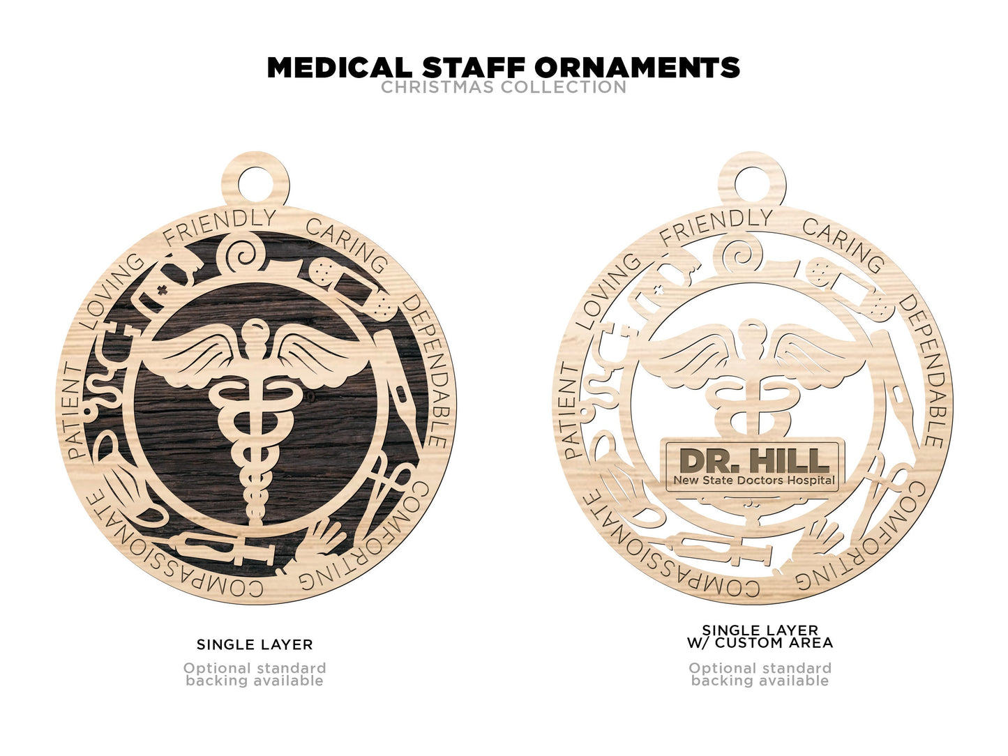 Medical Staff Personalized Ornaments | Handcrafted | Wooden | Laser-Cut | Gift