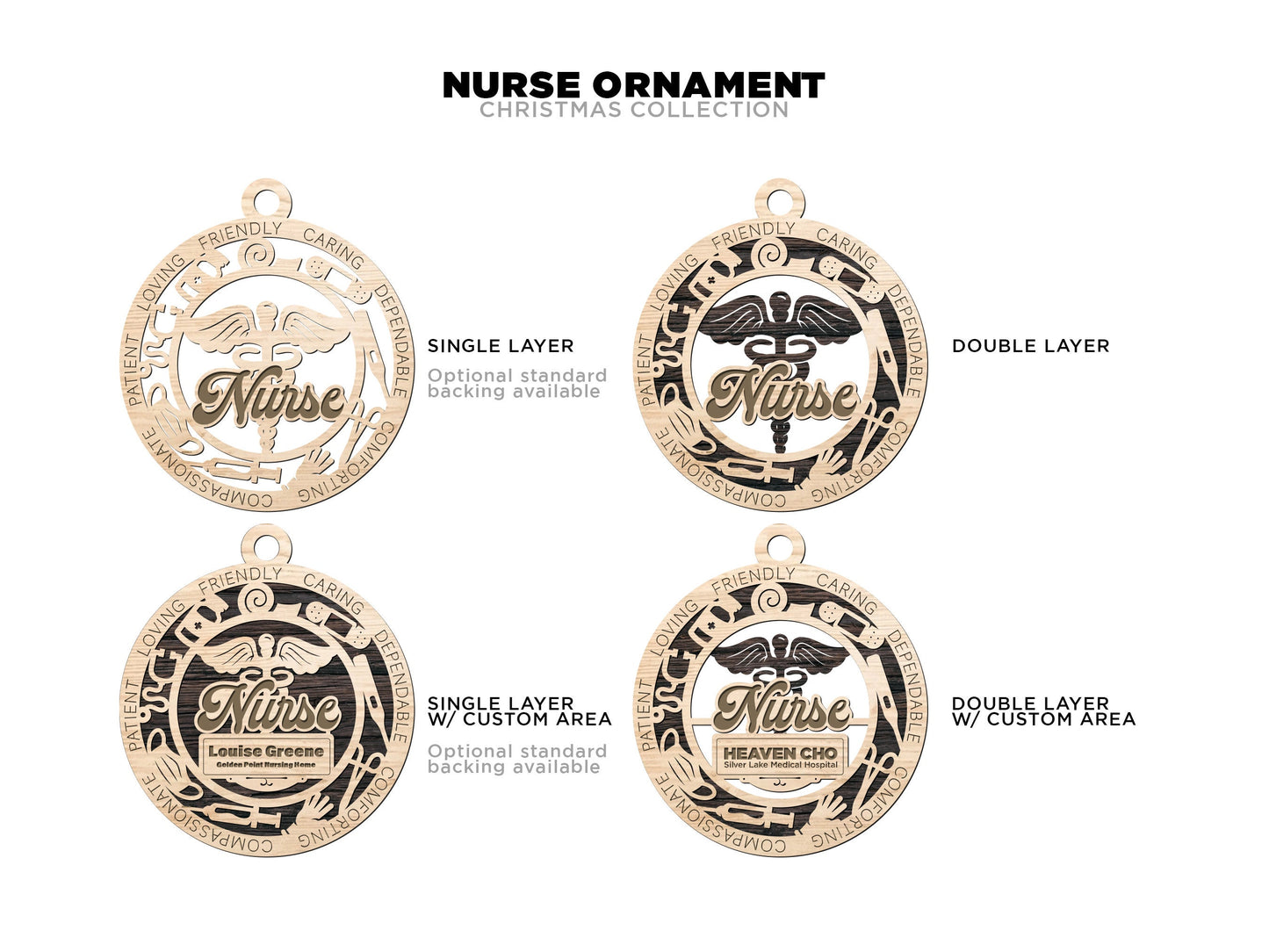 Nurse Personalized Ornaments | Handcrafted | Wooden | Laser-Cut | Gift
