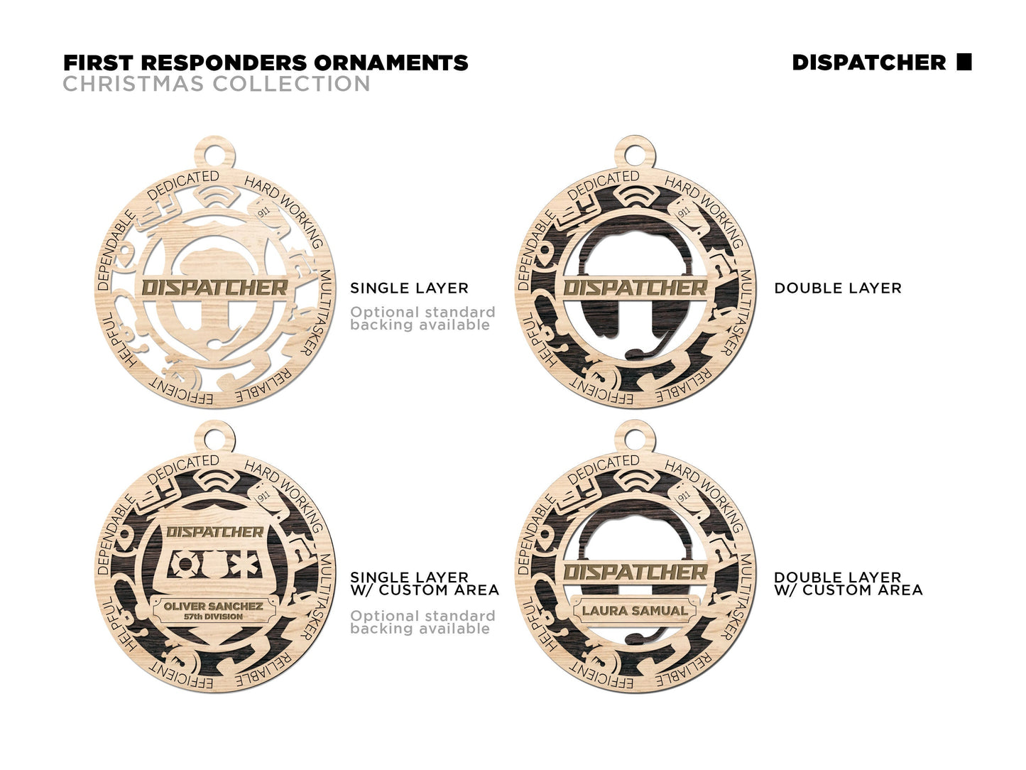 Dispatcher Ornaments | Handcrafted | Wooden | Laser-Cut | Gift