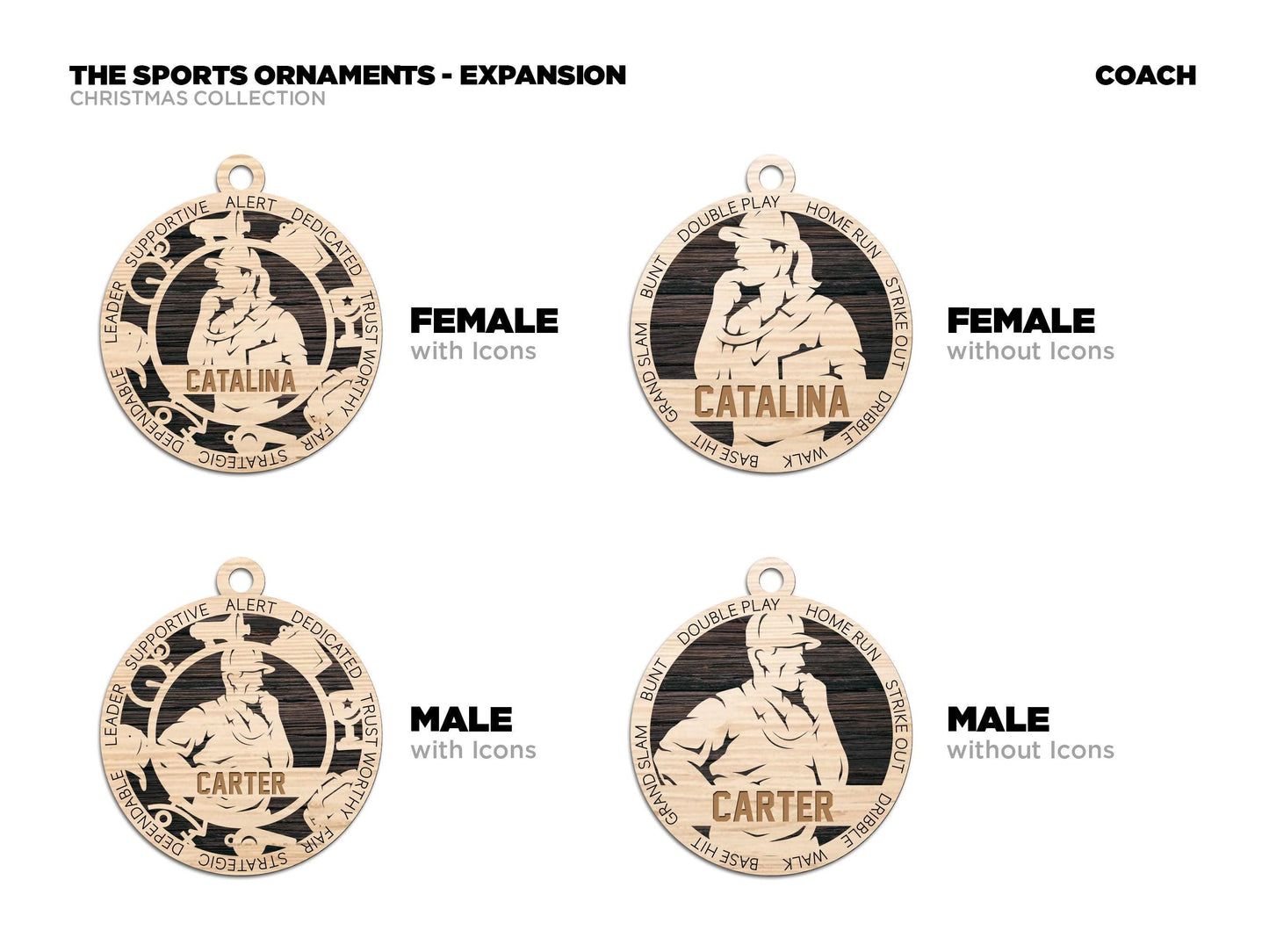 Coach Personalized Ornaments | Handcrafted | Wooden | Laser-Cut | Gift