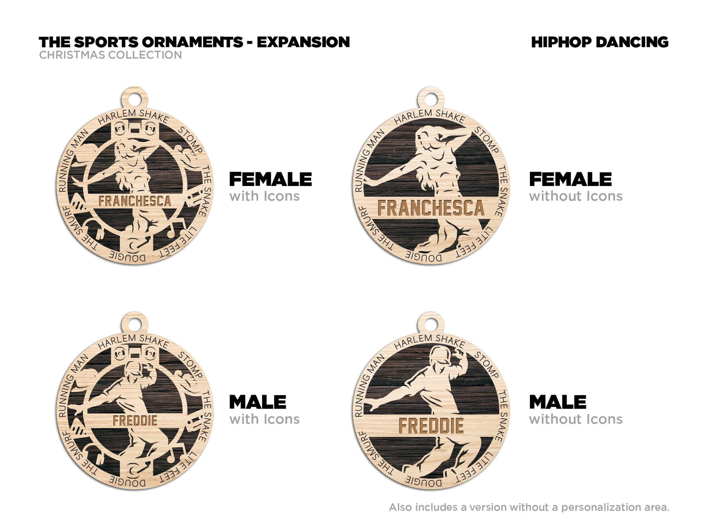 Hip Hop Dance Personalized Ornaments | Handcrafted | Wooden | Laser-Cut | Gift