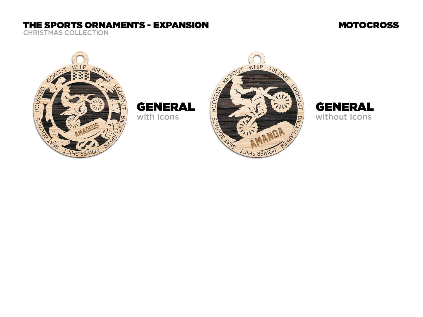 Motocross Personalized Ornaments | Handcrafted | Wooden | Laser-Cut | Gift