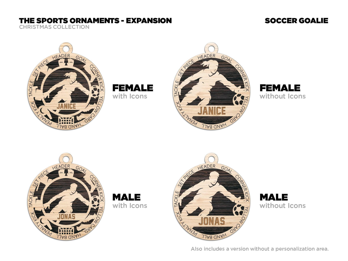 Soccer Player, Soccer Goalie Personalized Ornaments | Handcrafted | Wooden | Laser-Cut | Gift