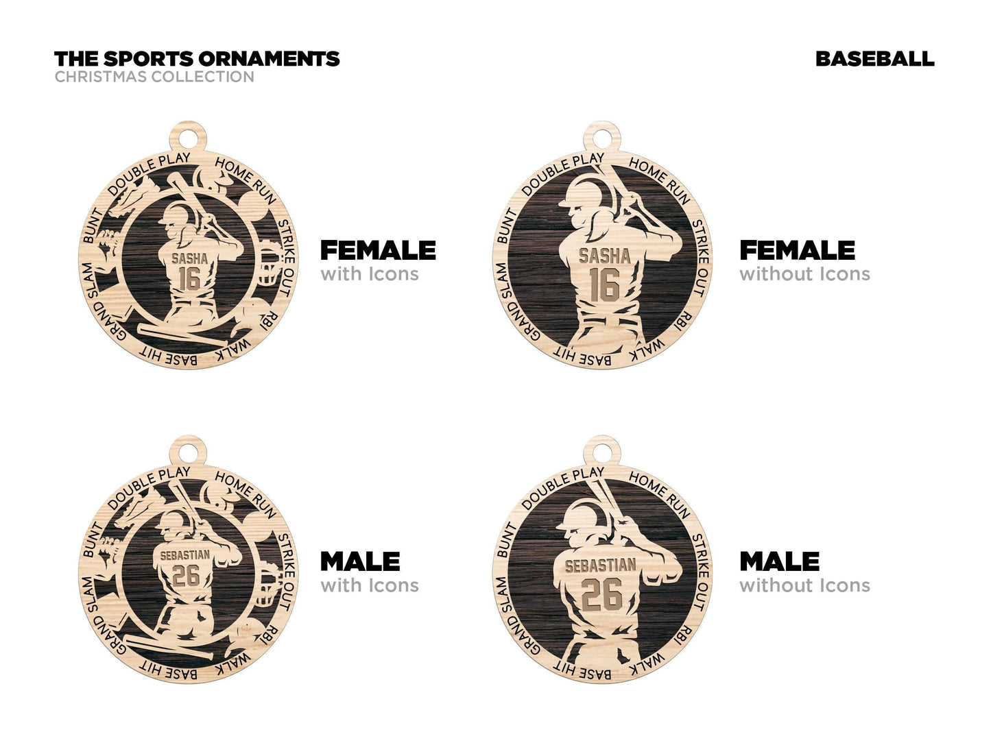 Baseball Player Personalized Ornaments