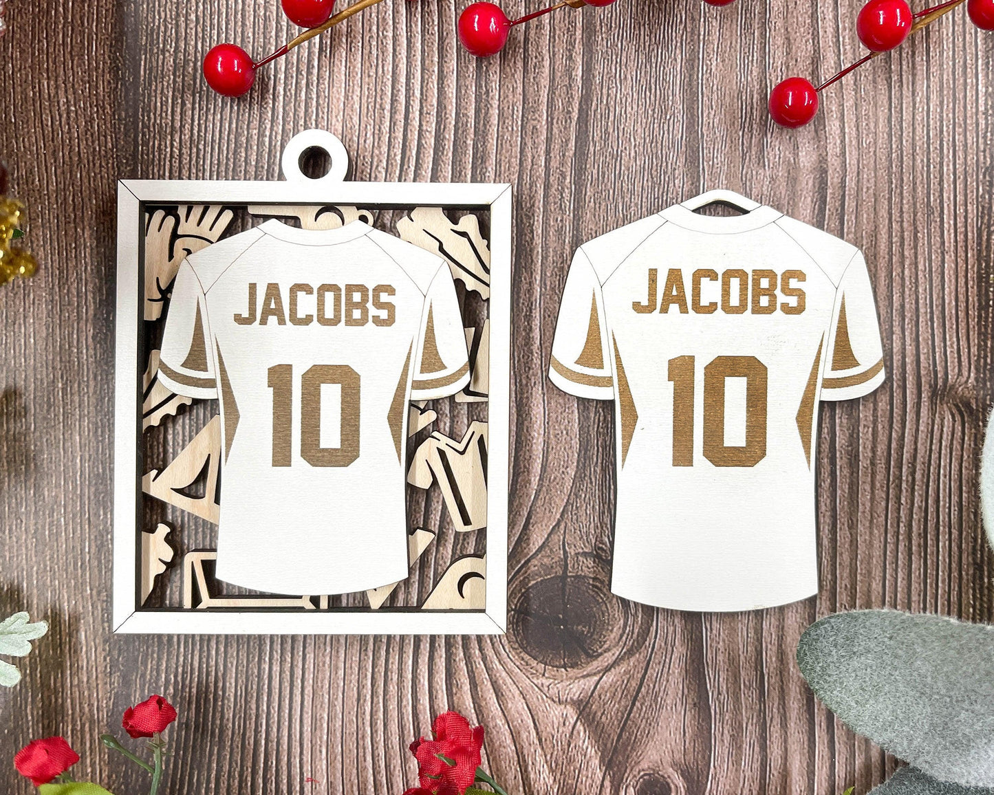Soccer Jersey Personalized Ornaments | Handcrafted | Wooden | Laser-Cut | Gift