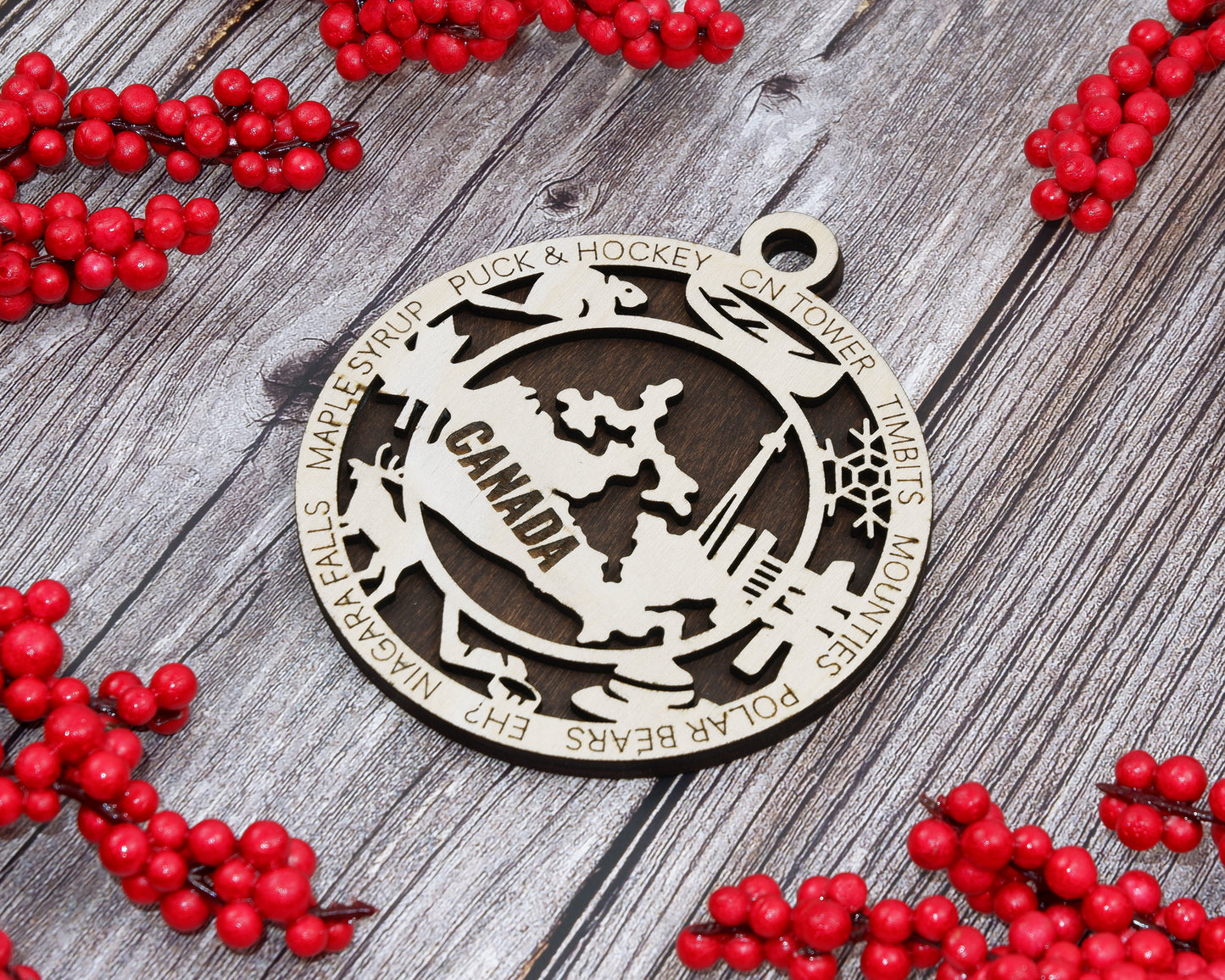 Canada Travel Ornaments ‚Ä¢ Wooden Canada Maps Christmas Ornaments ‚Ä¢ Laser Cut Canadian Souvenir ‚Ä¢ Personalized Canada Gift