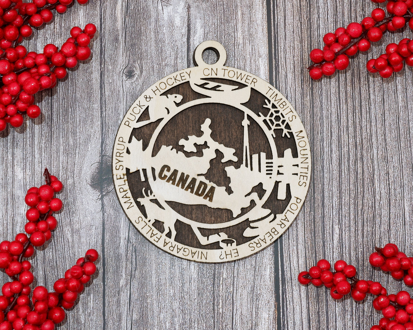 Canada Travel Ornaments ‚Ä¢ Wooden Canada Maps Christmas Ornaments ‚Ä¢ Laser Cut Canadian Souvenir ‚Ä¢ Personalized Canada Gift