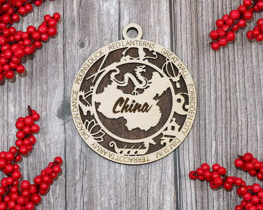 China Travel Ornaments ‚Ä¢ Wooden China Maps Christmas Ornaments ‚Ä¢ Laser Cut Chinese Souvenir ‚Ä¢ Personalized China Gift