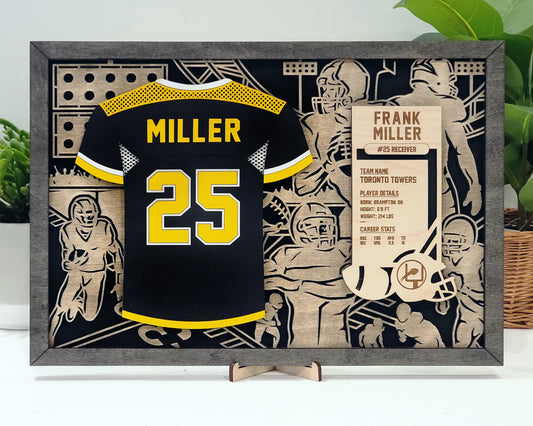 Football Jersey Plaques Unique Grad or Senior Night Gift - Personalize with Player Name and Stats, Team Name, Number and Colors!