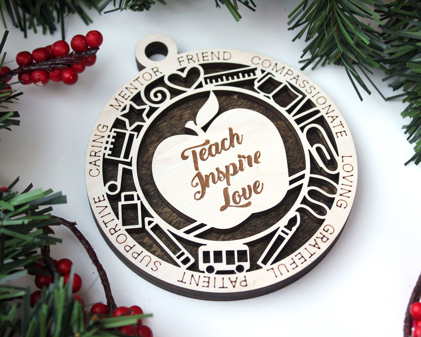 Teacher Personalized Ornaments | Handcrafted | Wooden | Laser-Cut | Gift