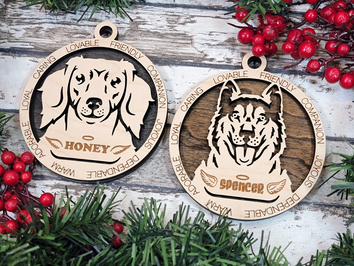 Pet Personalized Ornaments (Part 1) | Handcrafted | Wooden | Laser-Cut | Gift