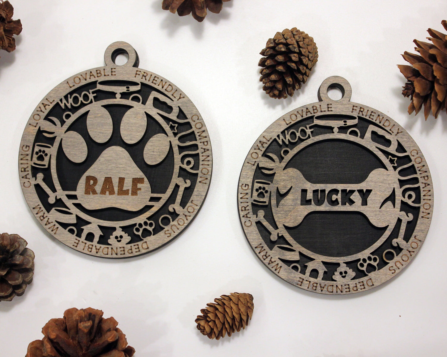 Puppy/Dog Personalized Ornaments | Handcrafted | Wooden | Laser-Cut | Gift