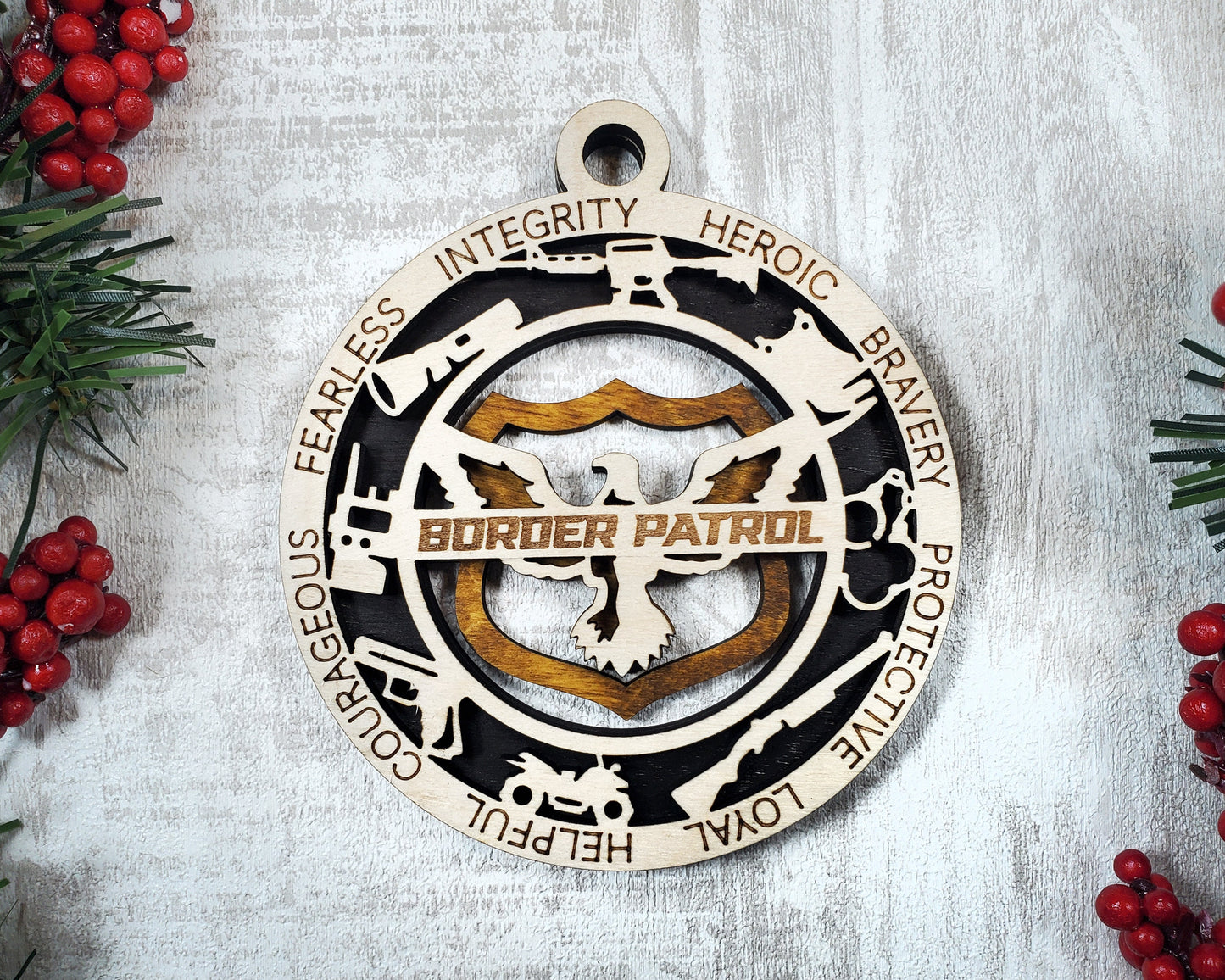 Border Patrol Personalized Ornaments | Handcrafted | Wooden | Laser-Cut | Gift