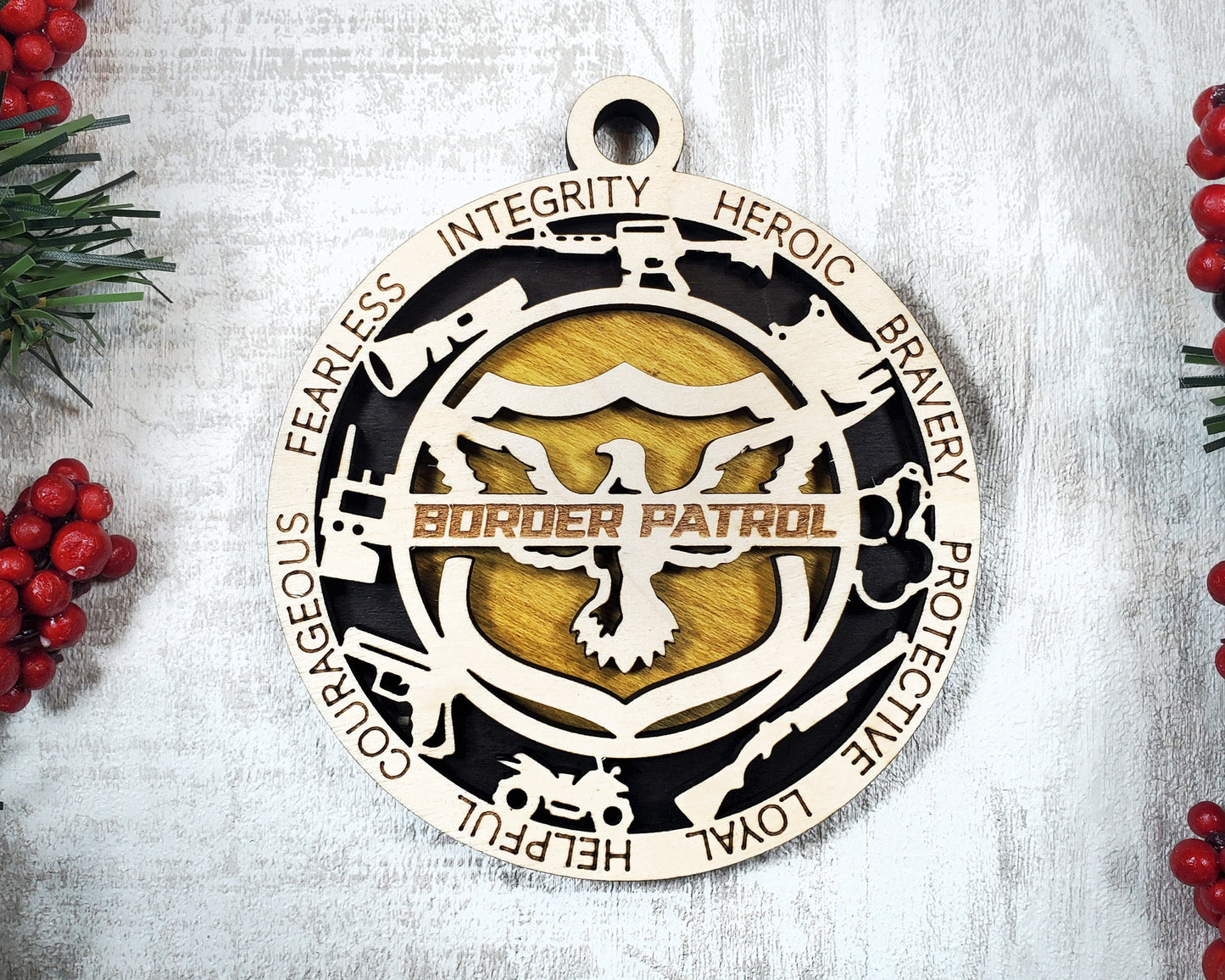 Border Patrol Personalized Ornaments | Handcrafted | Wooden | Laser-Cut | Gift