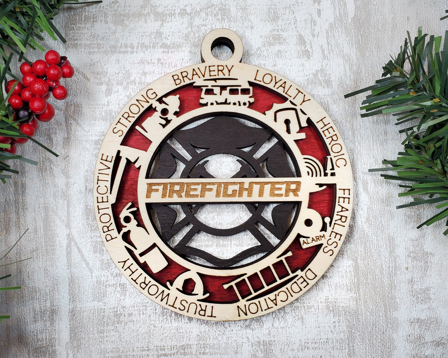 Firefighter Personalized Ornaments | Handcrafted | Wooden | Laser-Cut | Gift
