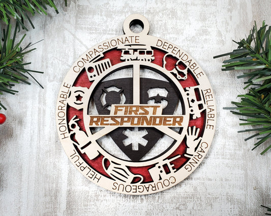 First Responder Personalized Ornaments | Handcrafted | Wooden | Laser-Cut | Gift