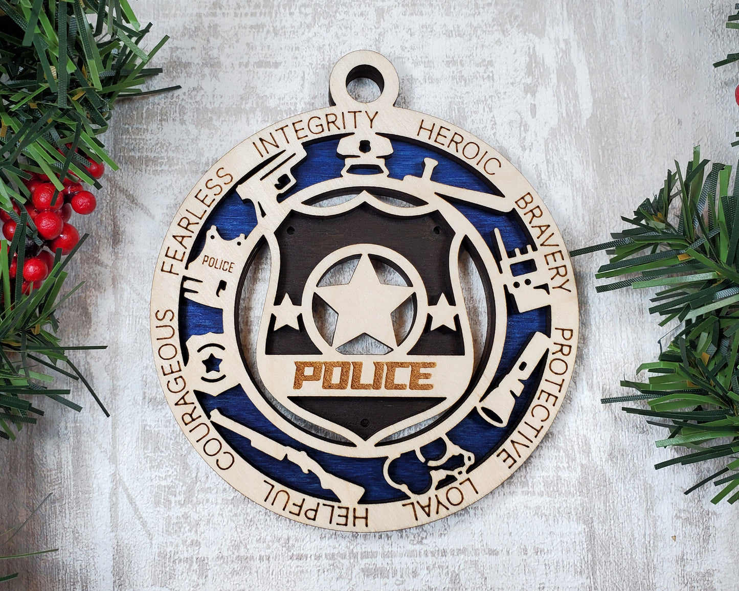 Police Personalized Ornaments | Handcrafted | Wooden | Laser-Cut | Gift