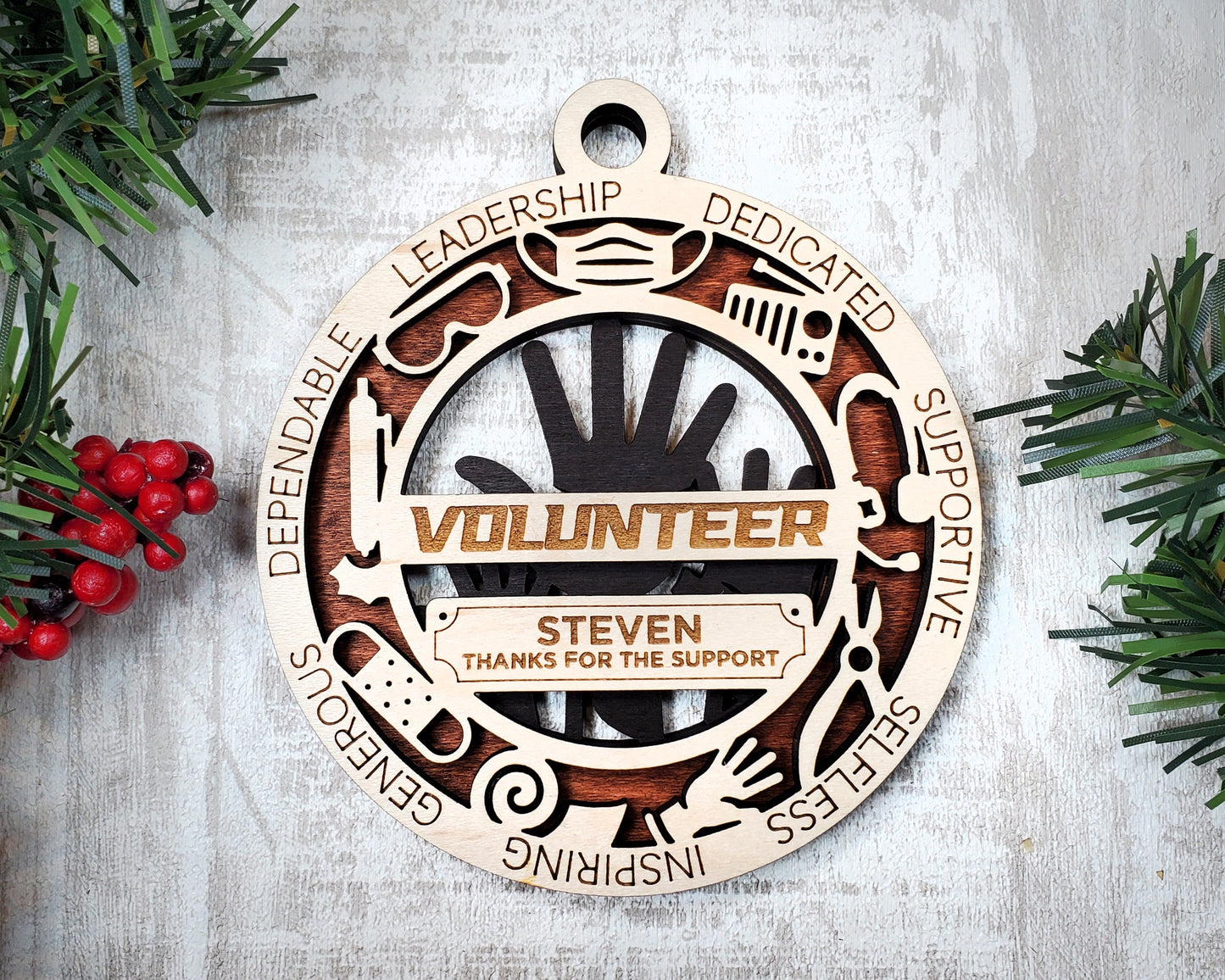 Volunteer First Responder Personalized Ornaments | Handcrafted | Wooden | Laser-Cut | Gift