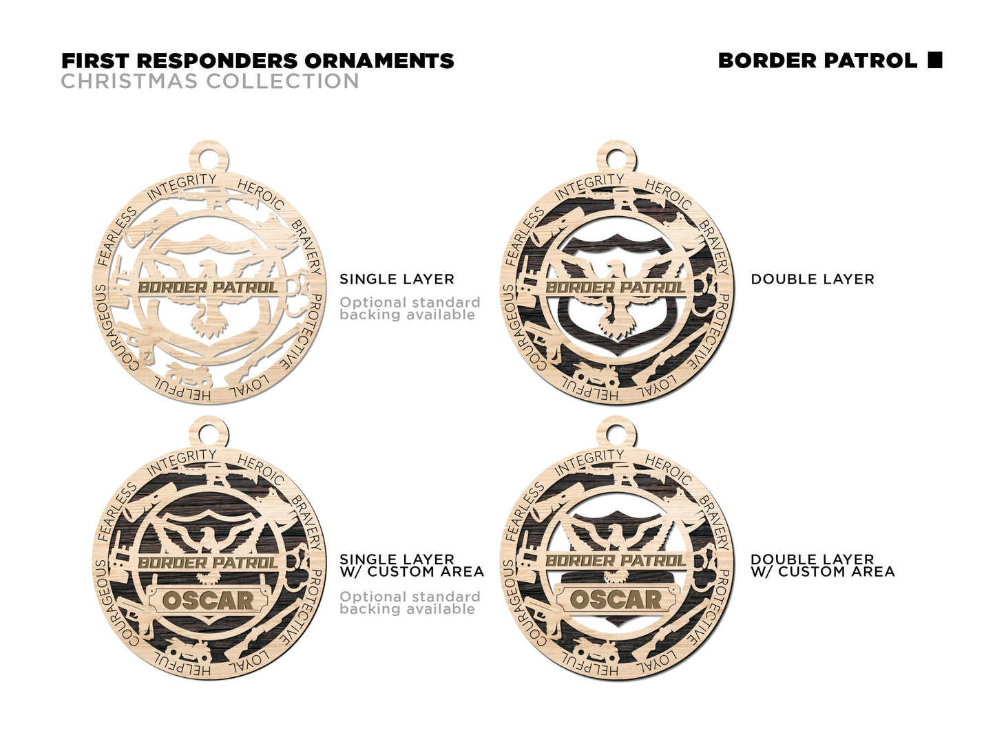 Border Patrol Personalized Ornaments | Handcrafted | Wooden | Laser-Cut | Gift
