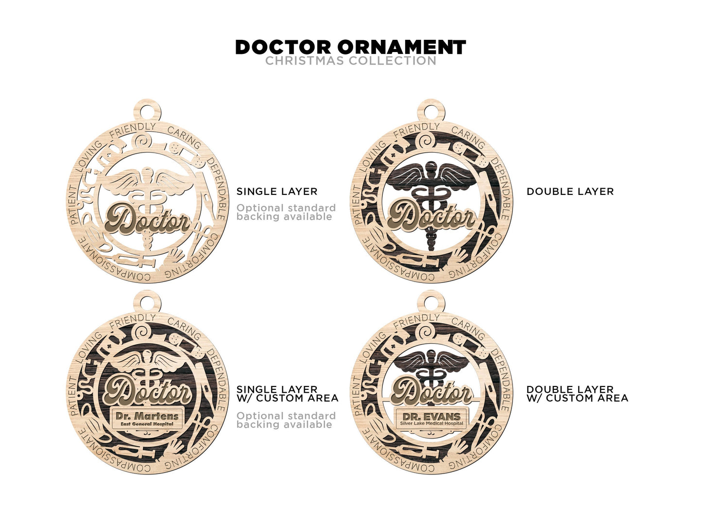 Doctor Personalized Ornaments | Handcrafted | Wooden | Laser-Cut | Gift