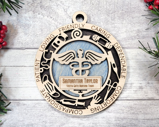 Medical Staff Personalized Ornaments | Handcrafted | Wooden | Laser-Cut | Gift