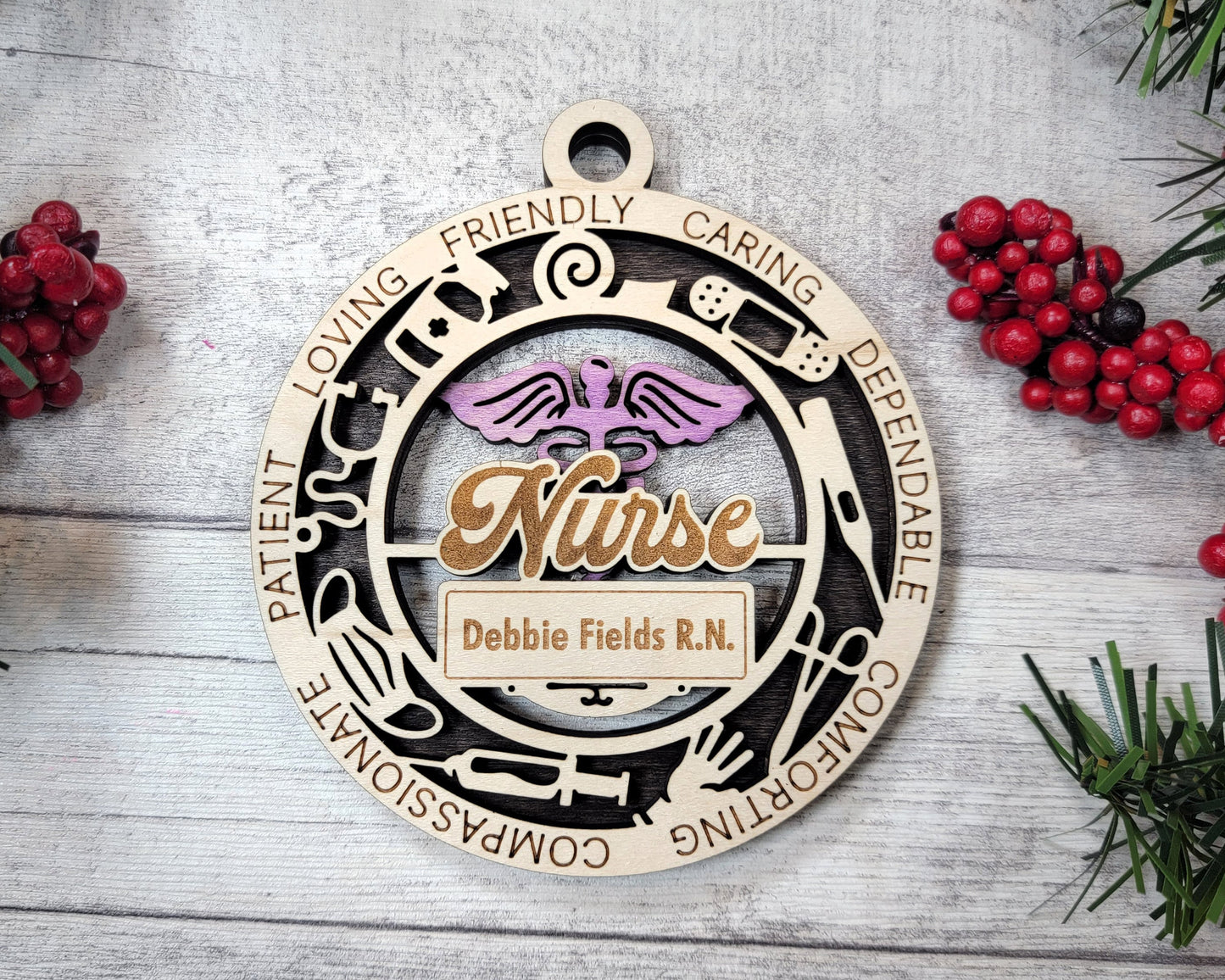 Nurse Personalized Ornaments | Handcrafted | Wooden | Laser-Cut | Gift