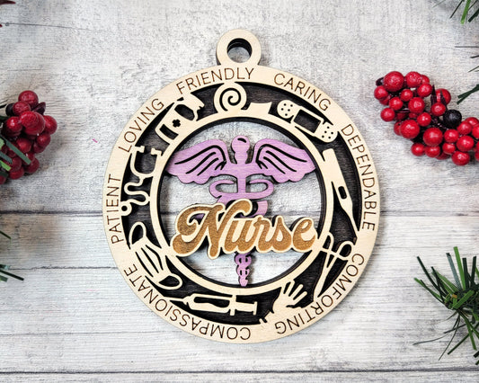 Nurse Personalized Ornaments | Handcrafted | Wooden | Laser-Cut | Gift