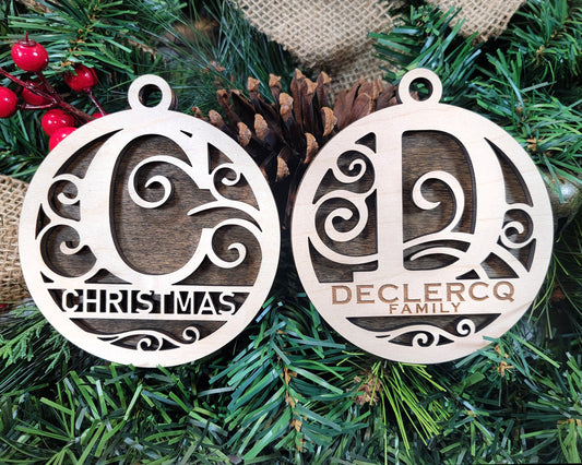 Monogram Personalized Ornaments | Handcrafted | Wooden | Laser-Cut | Gift