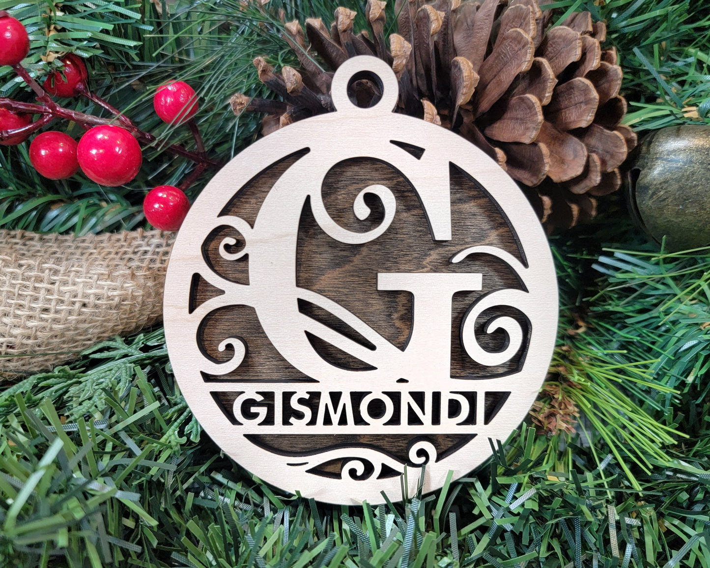 Monogram Personalized Ornaments | Handcrafted | Wooden | Laser-Cut | Gift