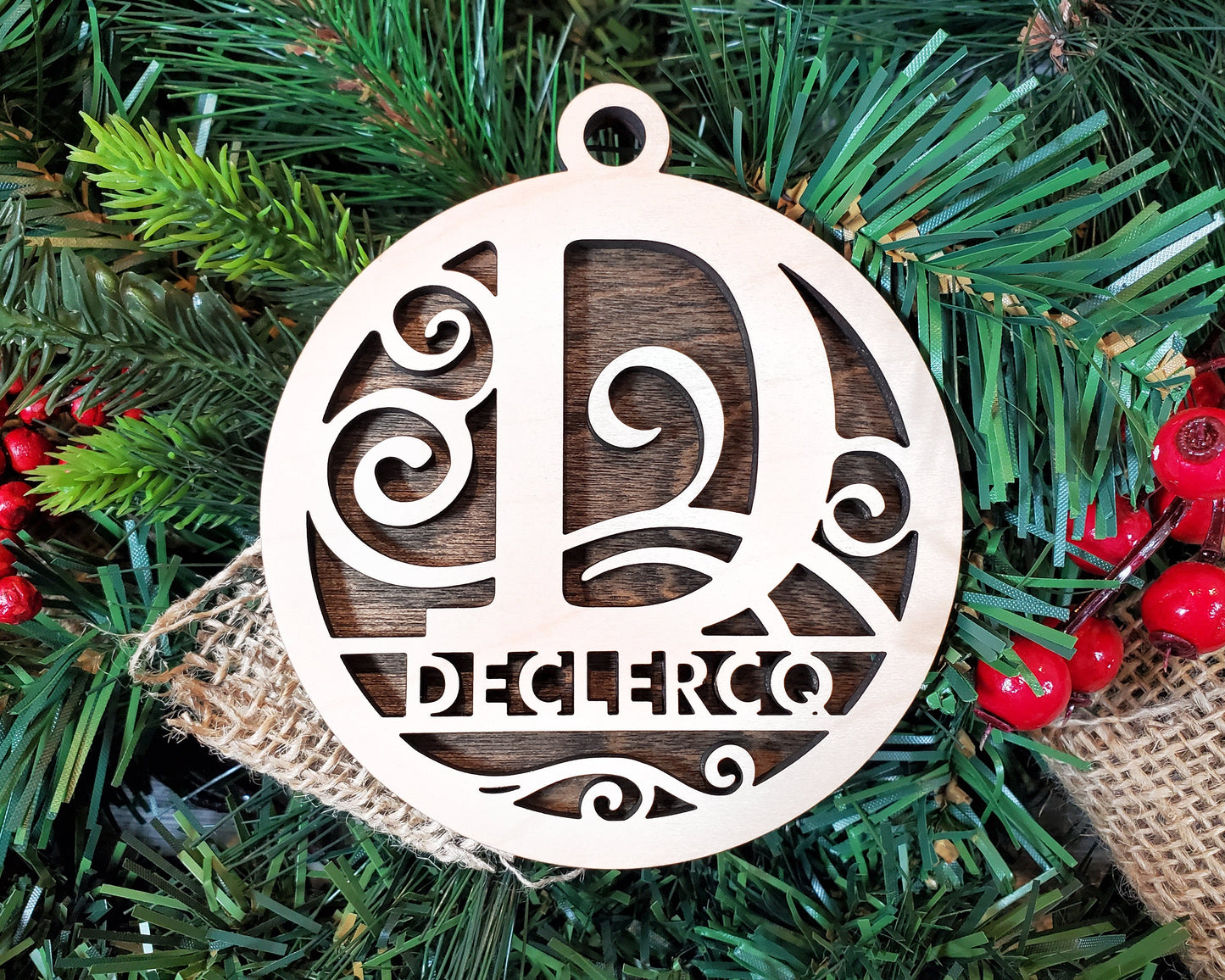 Monogram Personalized Ornaments | Handcrafted | Wooden | Laser-Cut | Gift