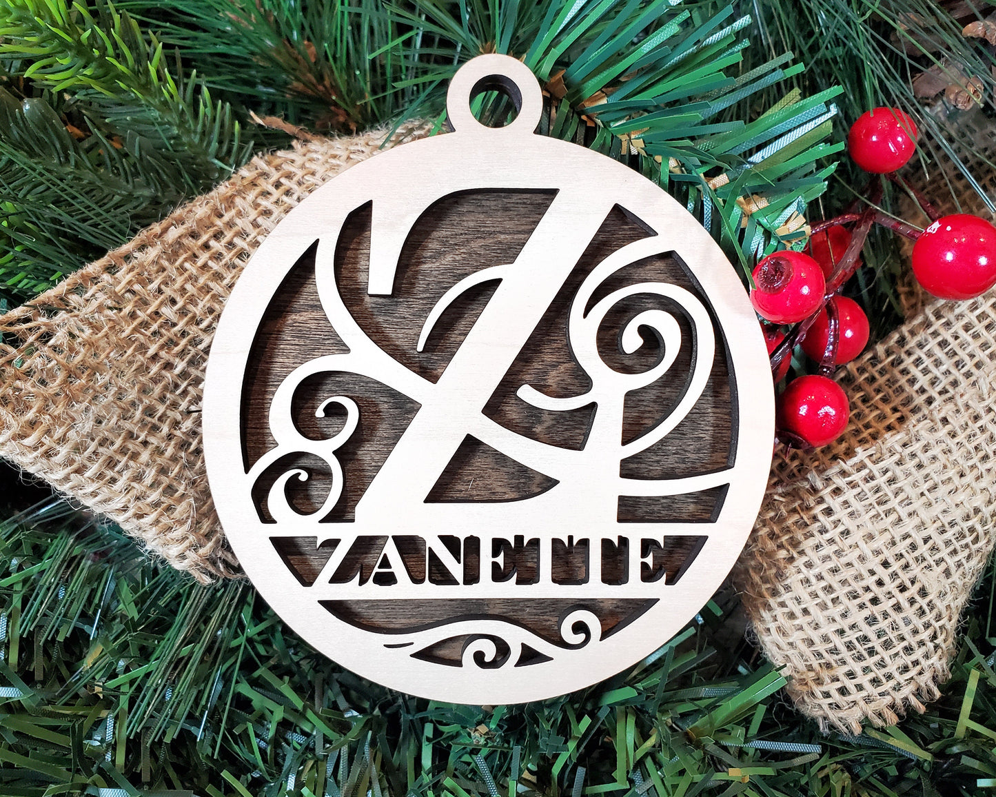 Monogram Personalized Ornaments | Handcrafted | Wooden | Laser-Cut | Gift