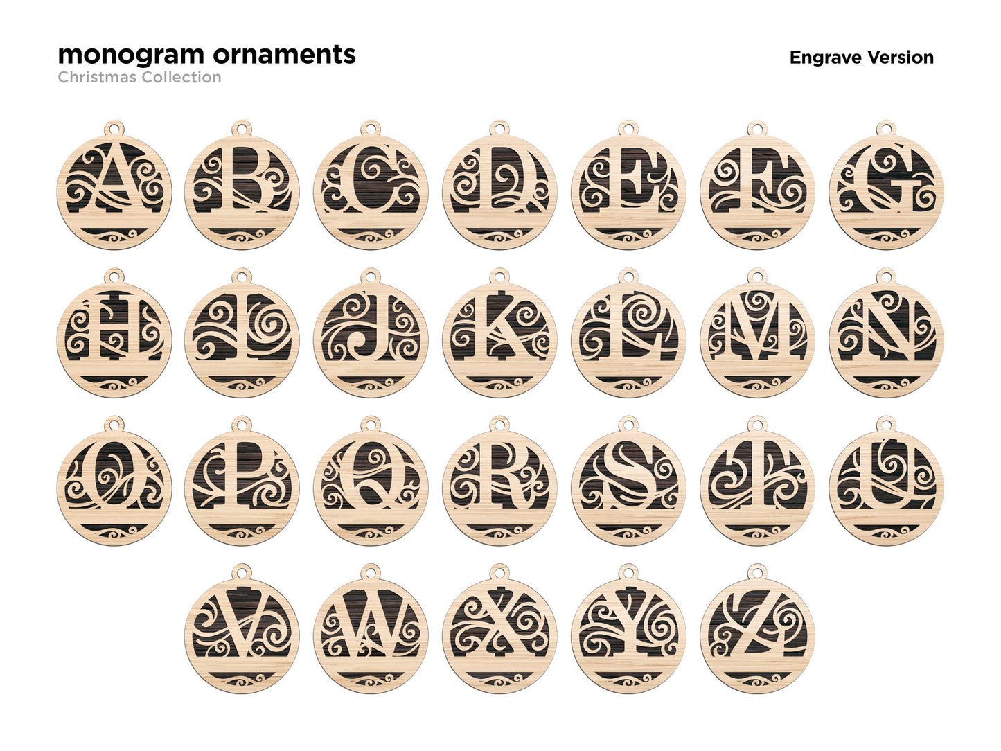Monogram Personalized Ornaments | Handcrafted | Wooden | Laser-Cut | Gift