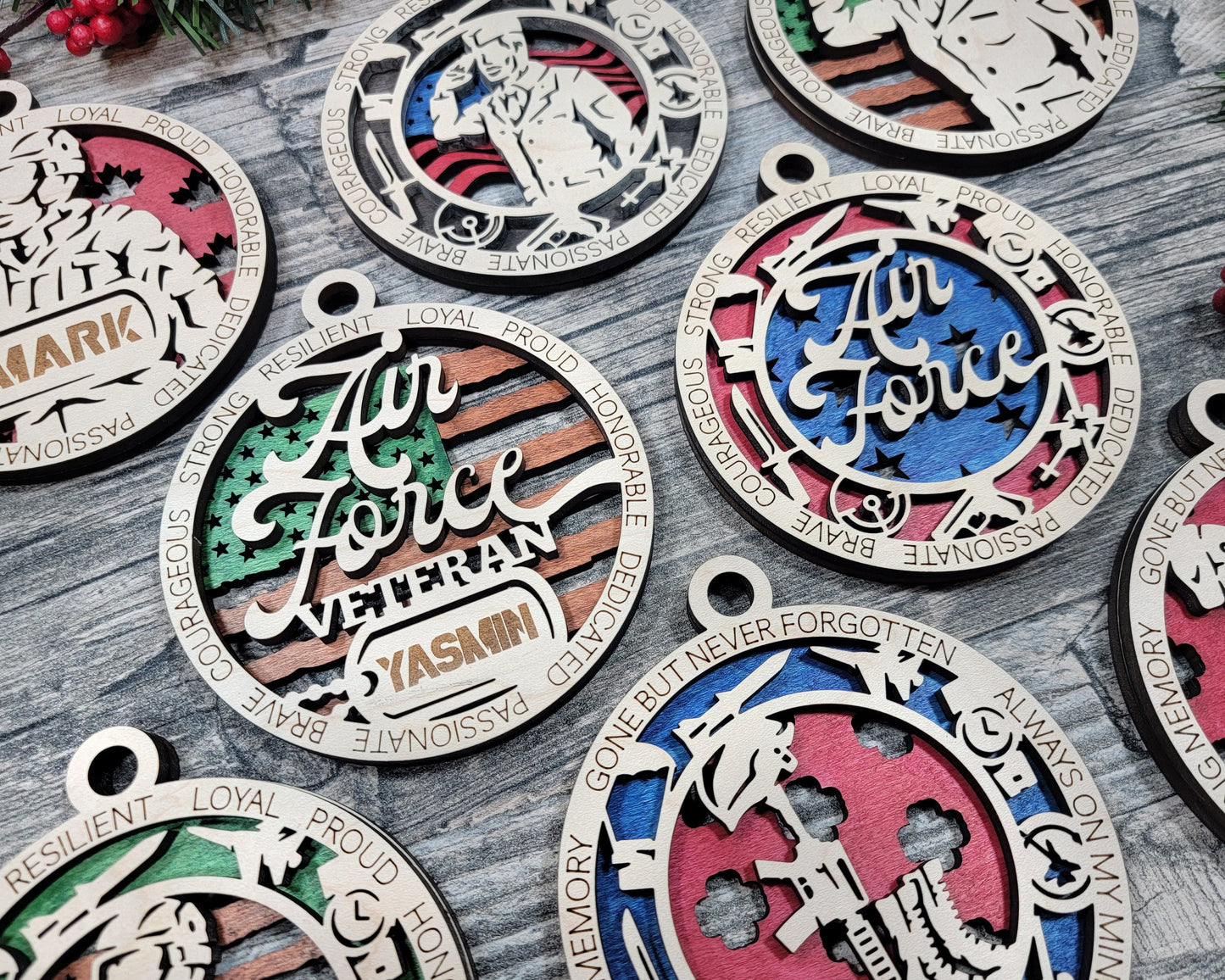 Air Force Military Personalized Ornaments | Handcrafted | Wooden | Laser-Cut | Gift