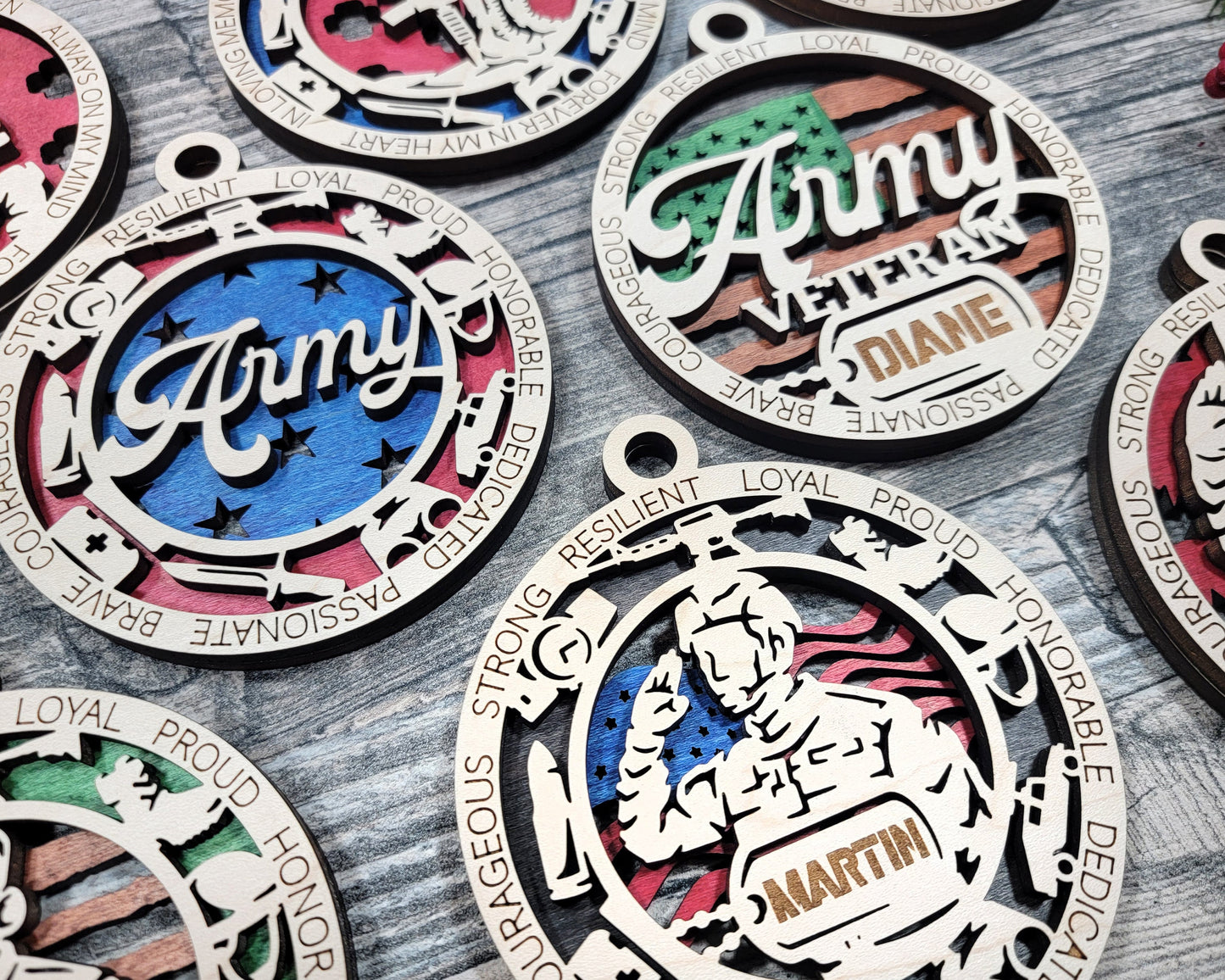Army Military Personalized Ornaments | Handcrafted | Wooden | Laser-Cut | Gift