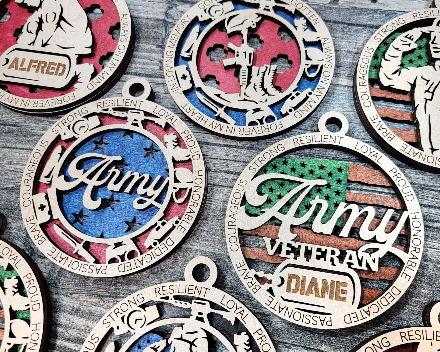 Army Military Personalized Ornaments | Handcrafted | Wooden | Laser-Cut | Gift