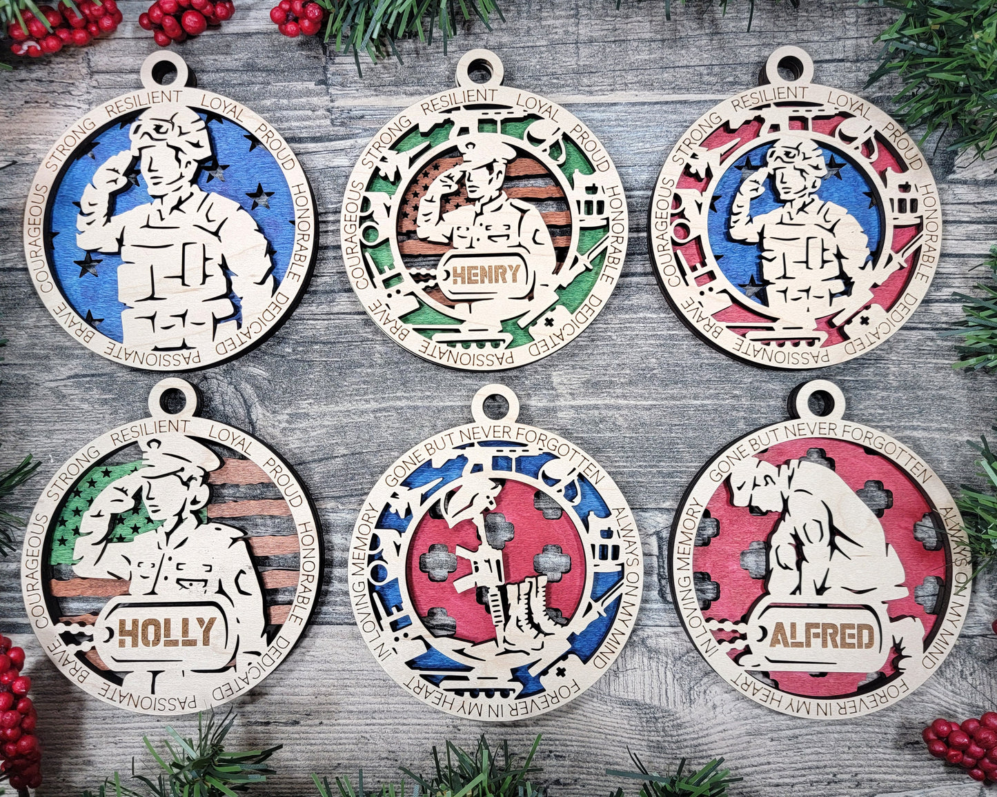 Marine (Inspired) Military Personalized Ornaments | Handcrafted | Wooden | Laser-Cut | Gift
