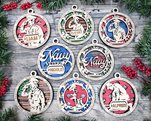 Navy Military Personalized Ornaments | Handcrafted | Wooden | Laser-Cut | Gift