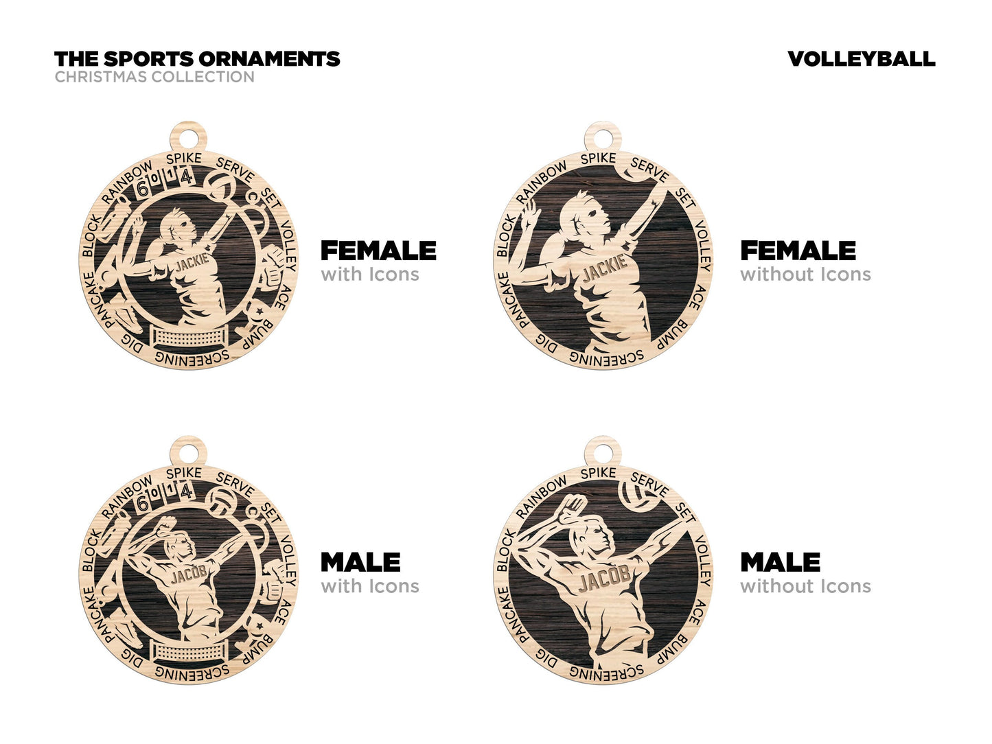 Volleyball Player Personalized Ornaments | Handcrafted | Wooden | Laser-Cut | Gift