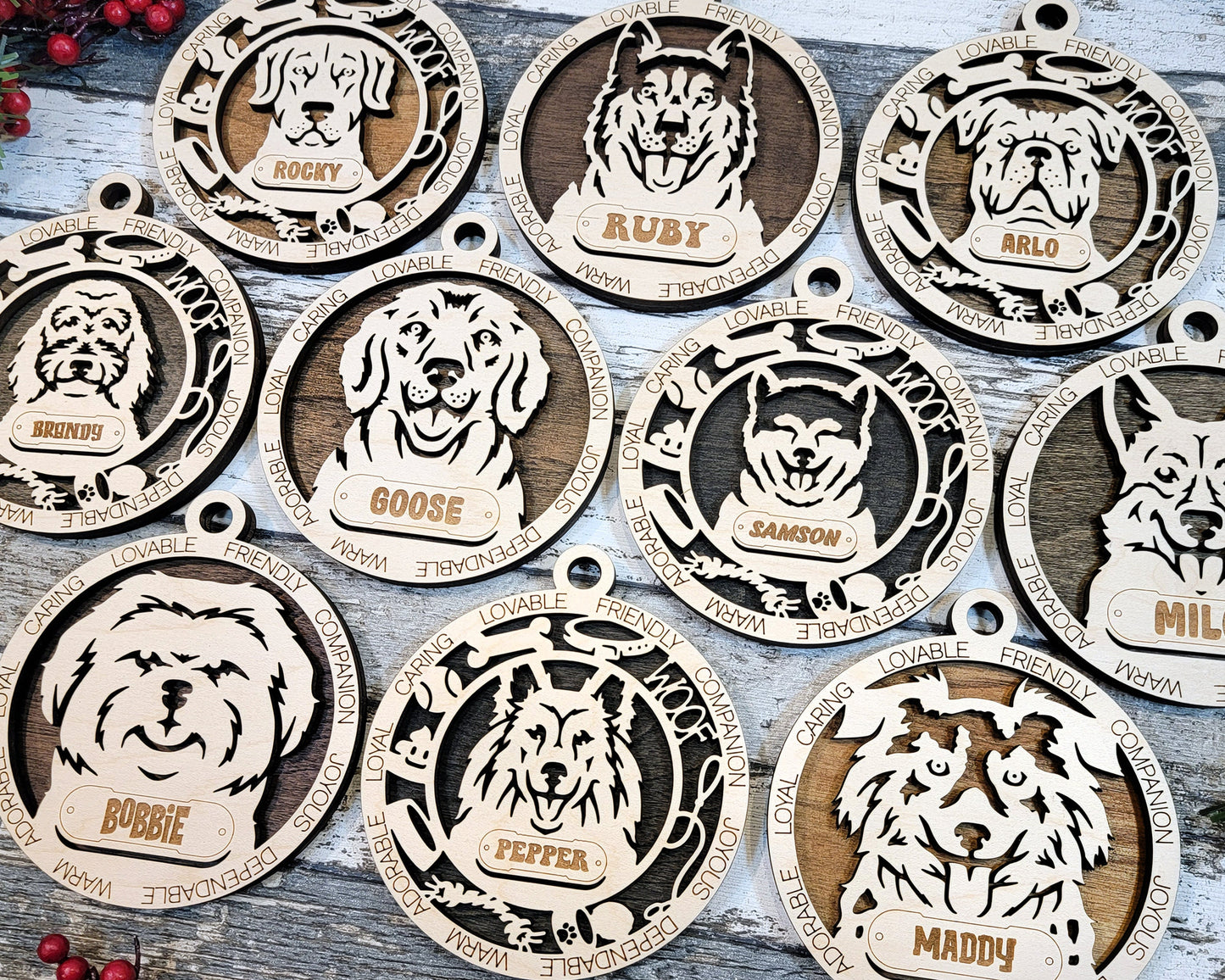 Pet Personalized Ornaments (Part 1) | Handcrafted | Wooden | Laser-Cut | Gift