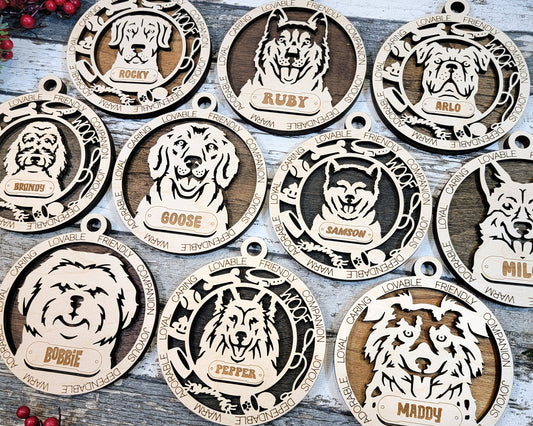 Pet Personalized Ornaments (Part 1) | Handcrafted | Wooden | Laser-Cut | Gift
