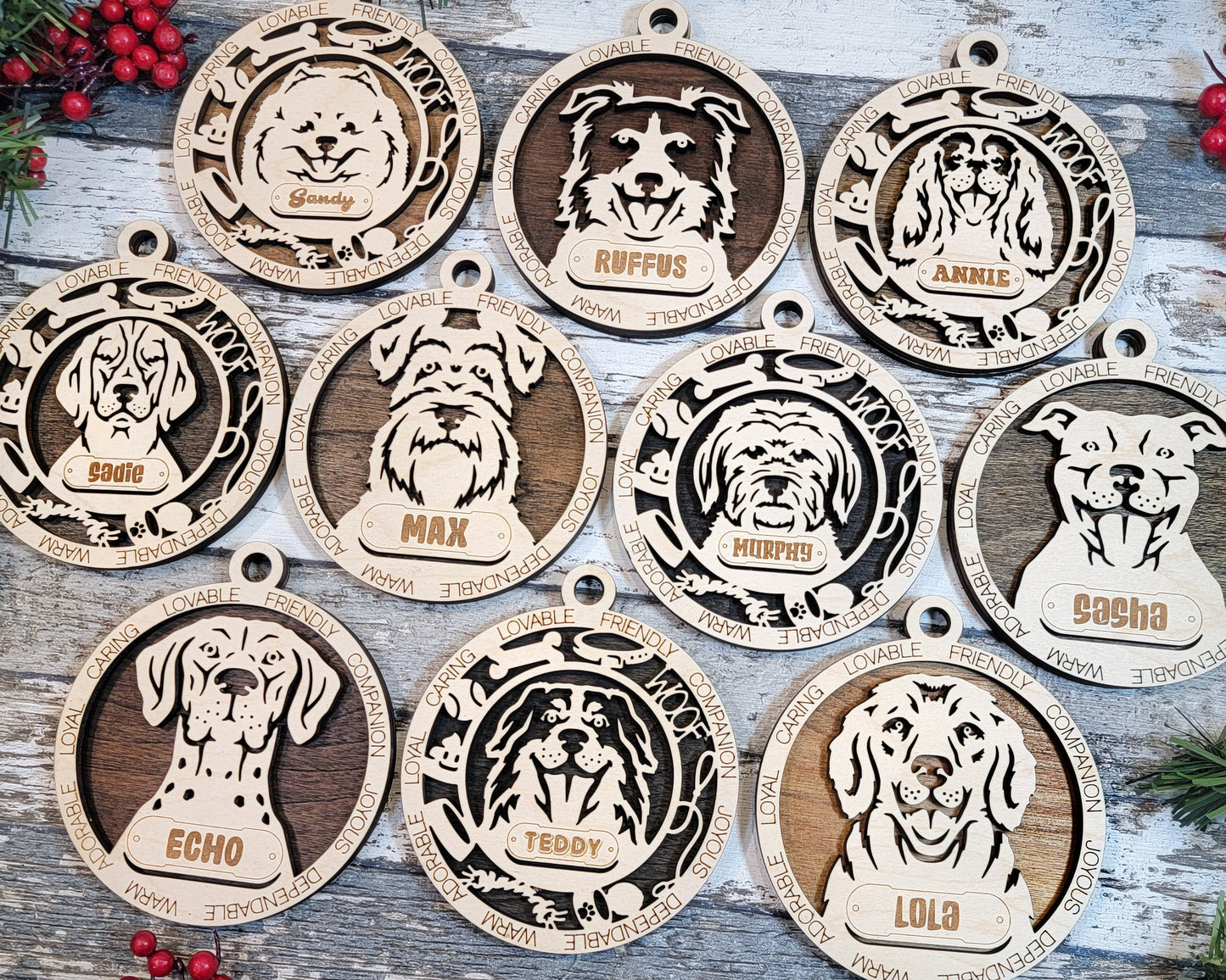 Pet Personalized Ornaments (Part 1) | Handcrafted | Wooden | Laser-Cut | Gift