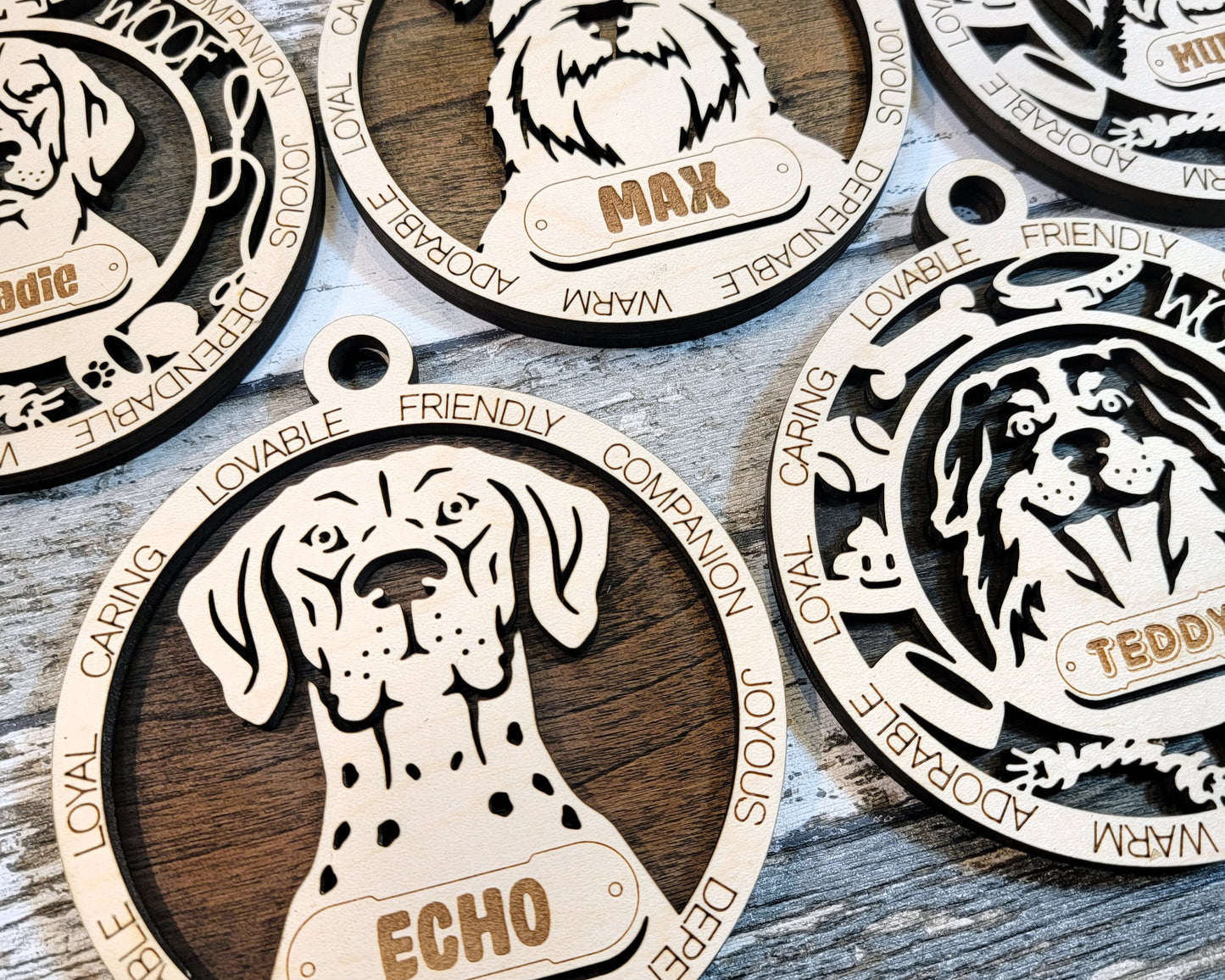Pet Personalized Ornaments (Part 1) | Handcrafted | Wooden | Laser-Cut | Gift