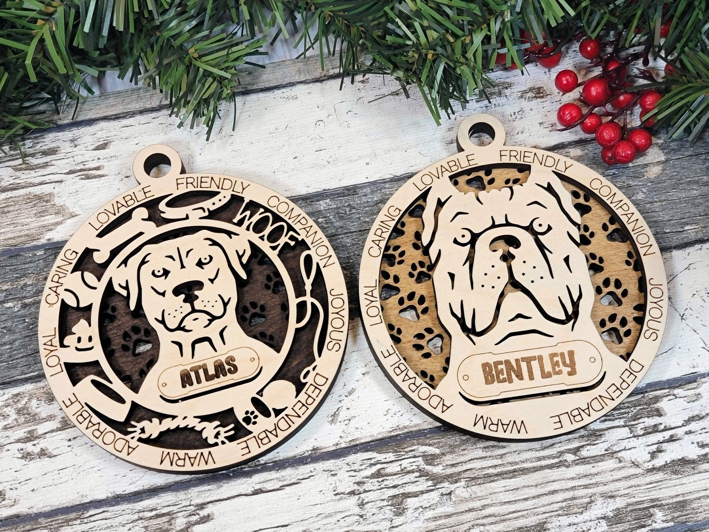 Pet Personalized Ornaments (Part 1) | Handcrafted | Wooden | Laser-Cut | Gift