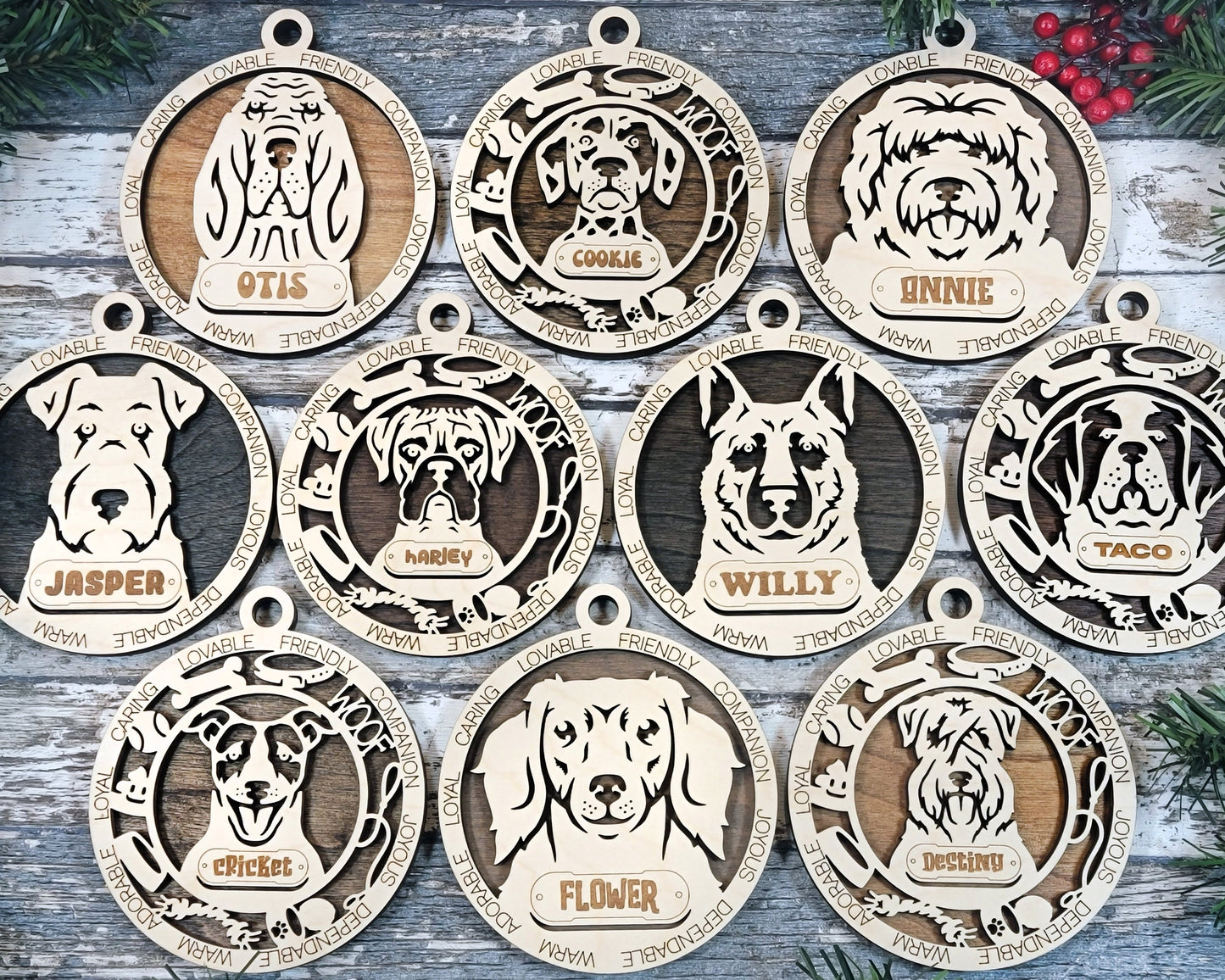 Pet Personalized Ornaments (Part 2) | Handcrafted | Wooden | Laser-Cut | Gift