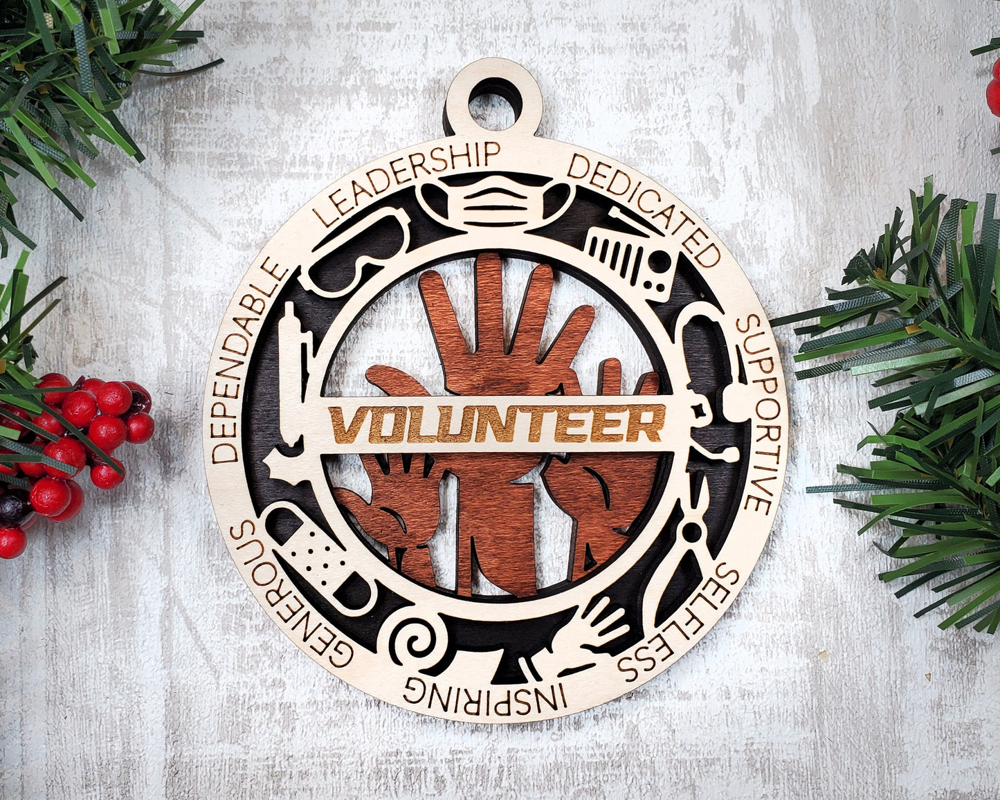 Volunteer First Responder Personalized Ornaments | Handcrafted | Wooden | Laser-Cut | Gift
