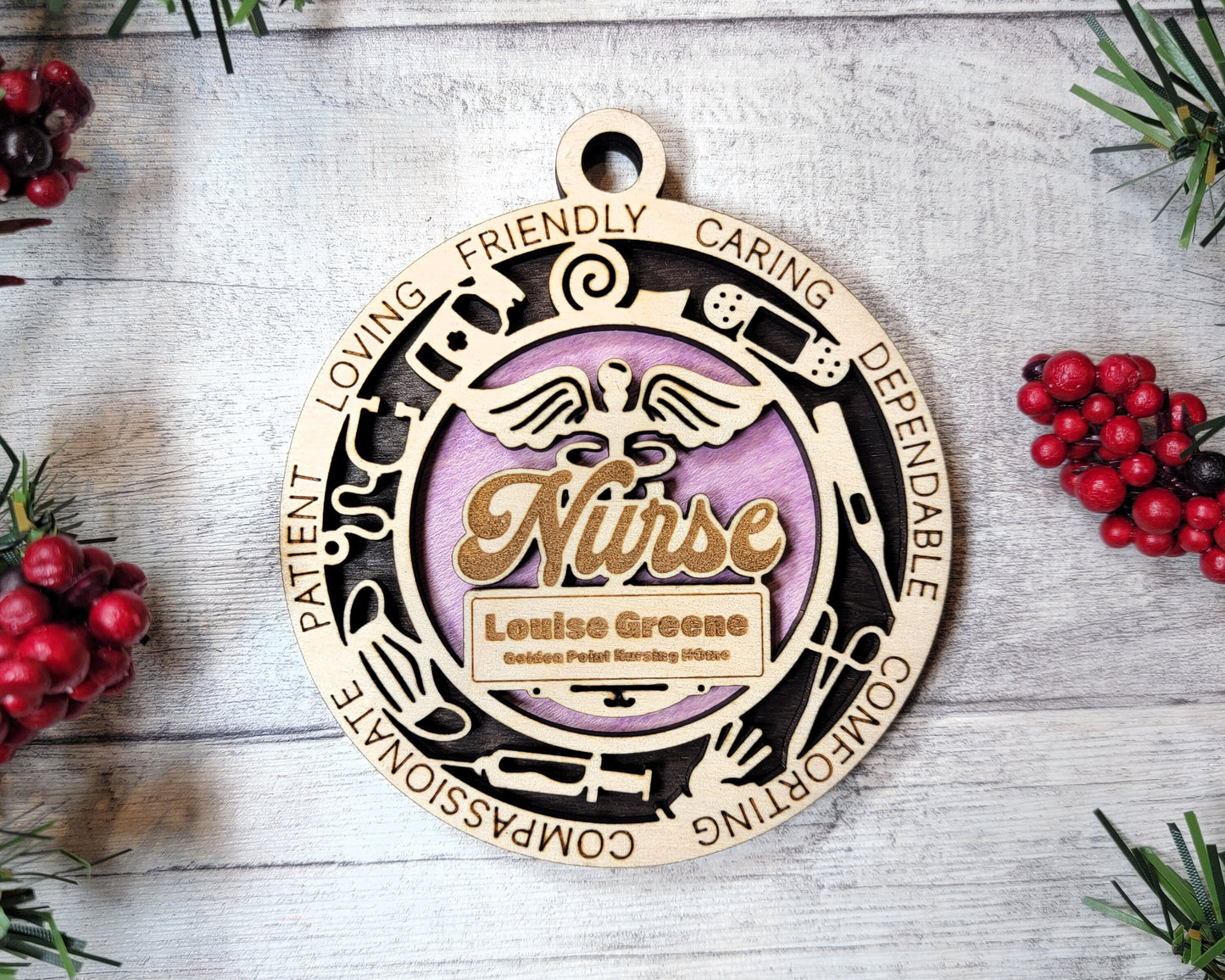 Nurse Personalized Ornaments | Handcrafted | Wooden | Laser-Cut | Gift