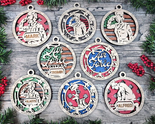 Air Force Military Personalized Ornaments | Handcrafted | Wooden | Laser-Cut | Gift