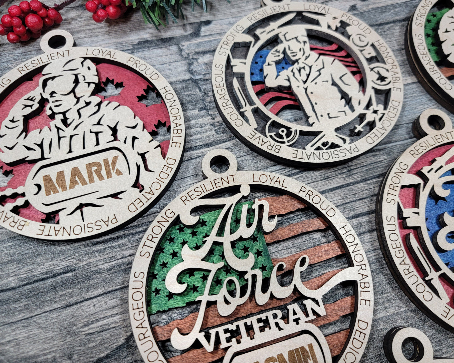 Air Force Military Personalized Ornaments | Handcrafted | Wooden | Laser-Cut | Gift