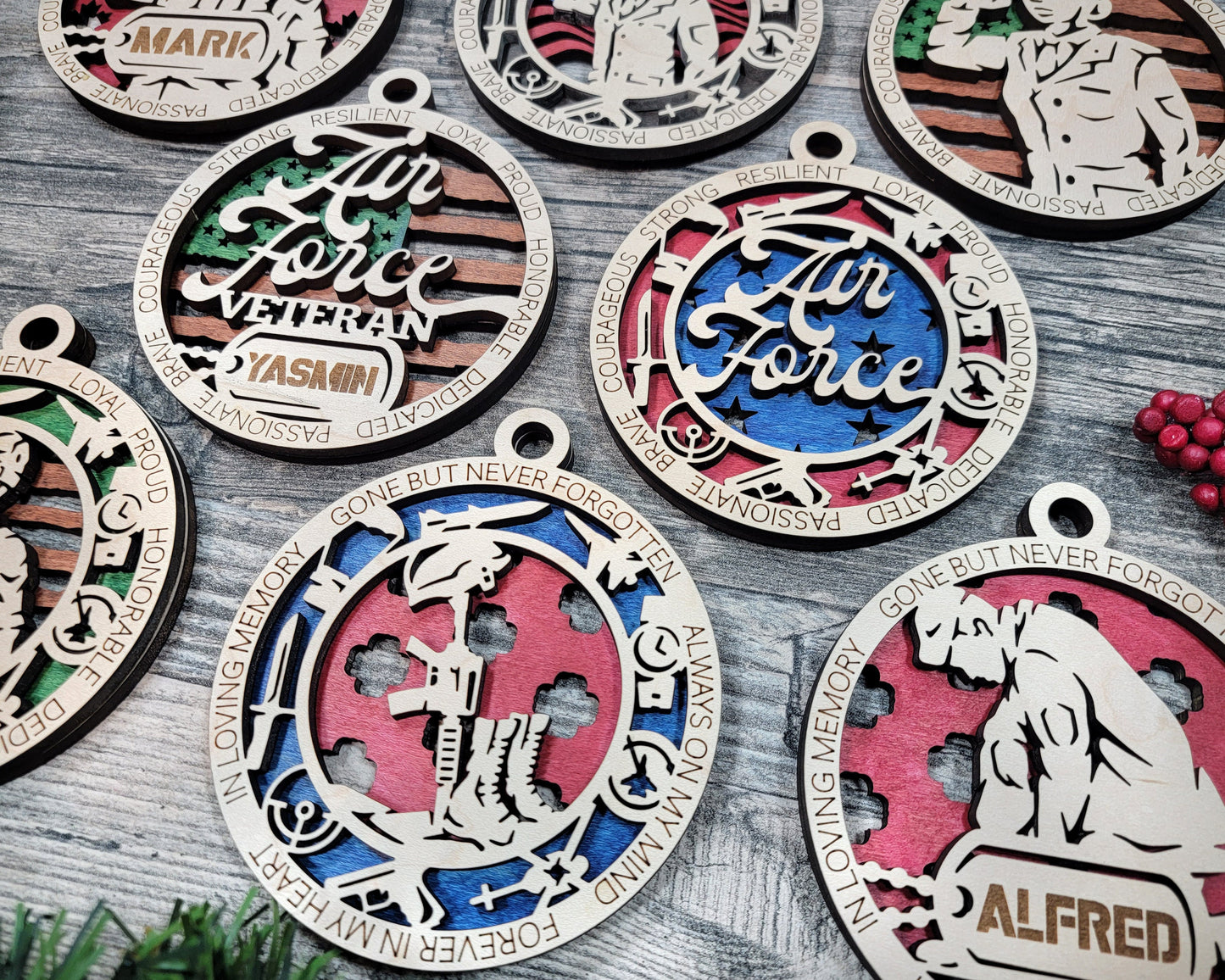 Air Force Military Personalized Ornaments | Handcrafted | Wooden | Laser-Cut | Gift