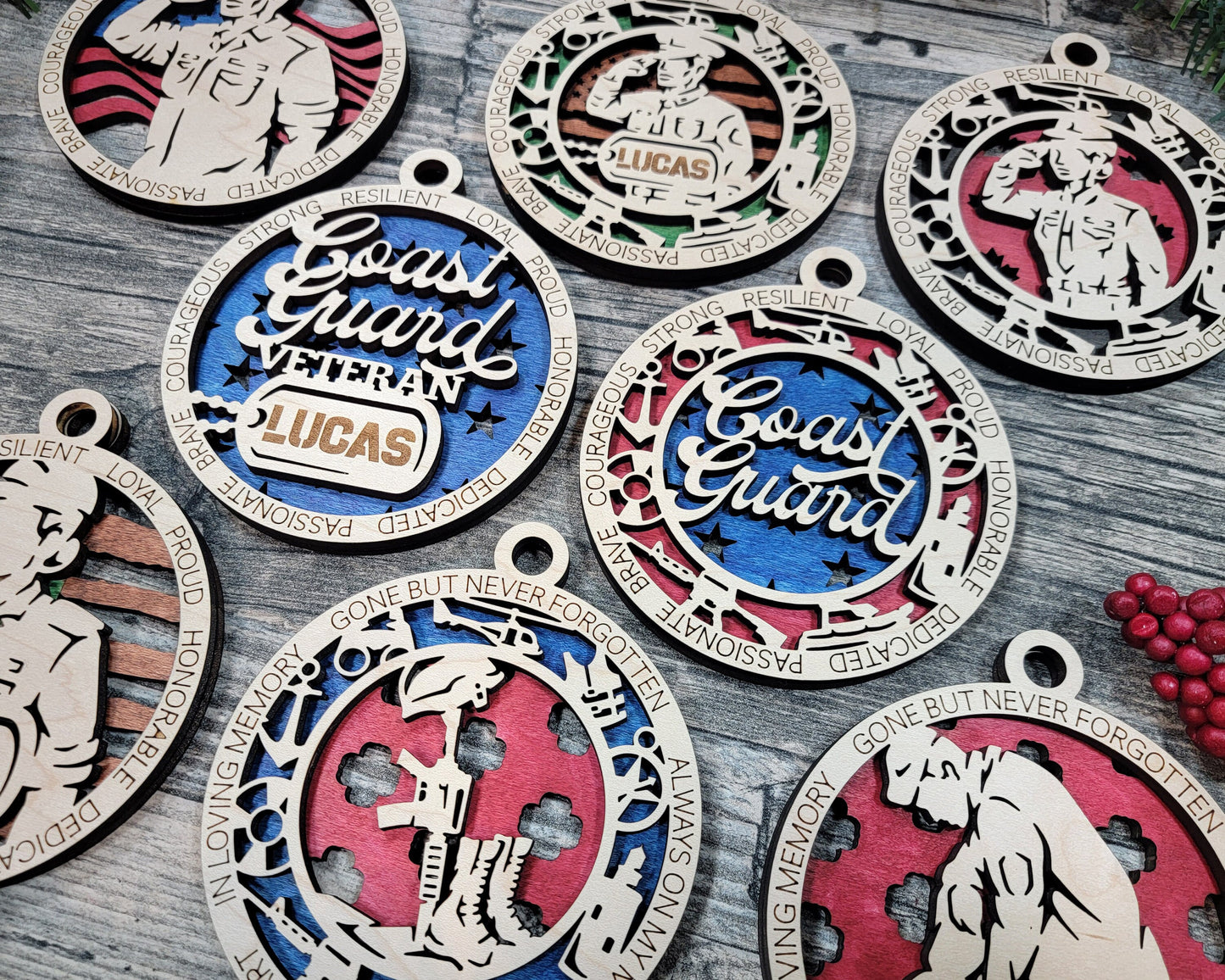 Coast Guard Military Personalized Ornaments | Handcrafted | Wooden | Laser-Cut | Gift